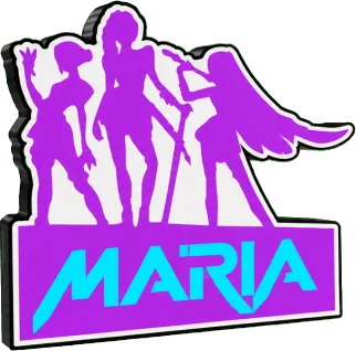 Llavero morado de siluetas de grupo de K-pop personalizado con el nombre María