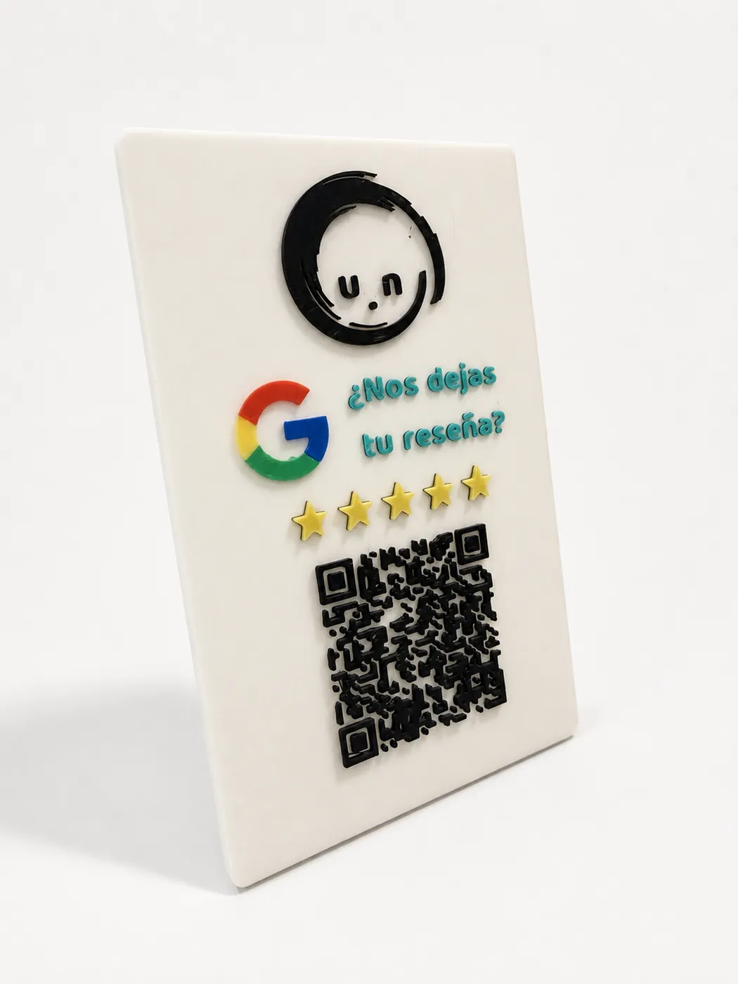 Placa QR personalizada para reseñas de Google impresa en 3D