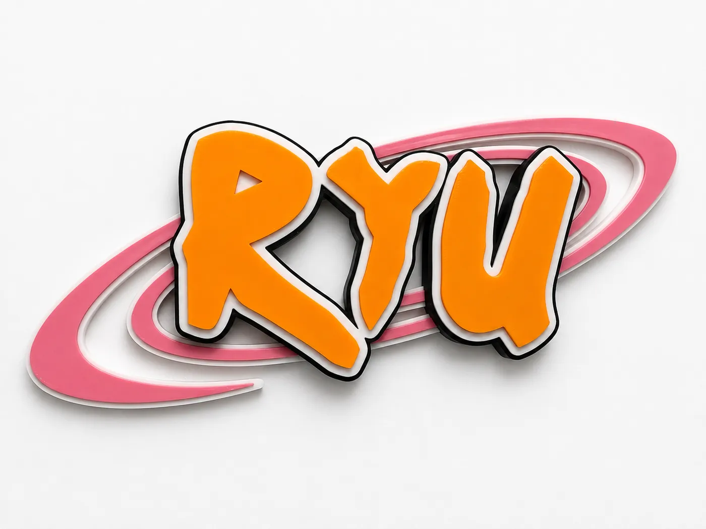 Cartel personalizado con el nombre Ryu inspirado en Naruto e impreso en 3D