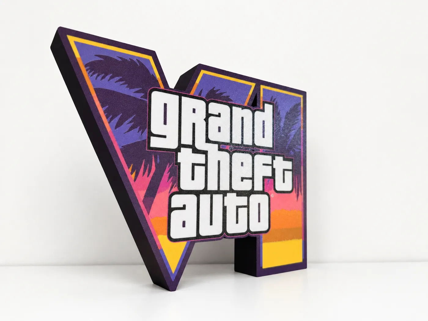 Cartel luminoso personalizado estilo GTA VI, impreso en 3D